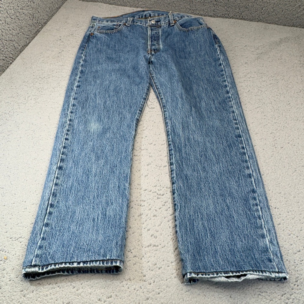 Levis 501 Jeans Mens 36x27 Blue Stonewash Original Fit Straight Button Fly Denim